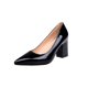 thumbnail image 1 of 2021 nuevos zapatos de tacón alto negros para mujer de 7,5 cm de charol grueso con zapatos individuales puntiagudos de otoño sandalias femeninas grandes 33-4336 Gao Jinjia LED, 1 of 2