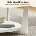 thumbnail image 3 of Foreate 31.5" Round Coffee Table with Solid Wood Pine Legs, 2-Tier Retro Round Coffee Table with Storage Shelf, Small Modern Wood Circle Center Table for Living Room, Walnut and White, 3 of 8
