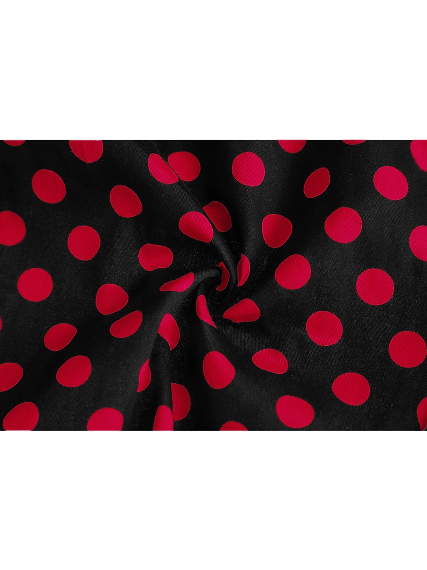 Unique Bargains Men's Long Sleeve Button Slim Polka Dots Shirt 34 Red Black