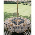 thumbnail image 3 of Outdoor Tablecloth with Umbrella Hole Zipper Boho Chic Ethnic Round Tablecloth 60" Waterproof Outside Table Cloth Orange Blue Vintage Tribes Patio Table Cover Tablecloths for Picnic Party, 3 of 8