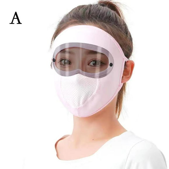 Summer Sun Mask Womens Summer Thin Part Dust Breathable Ice Silk Proof Full Face Mask Dust-Proof Ear-Hanging Type Adjustable Sunscreen Mask With Breathing Holes Lens