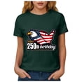 thumbnail image 5 of mgoYE Women 250 Anniversary Shirt Patriotic Tops Tee Happy 250th Birthday Clothes for Women Dark Green L, 5 of 8