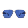 thumbnail image 2 of Womens Metal Rim Oversize Mafia Mob Fashion Sunglasses Gold Blue, 2 of 4