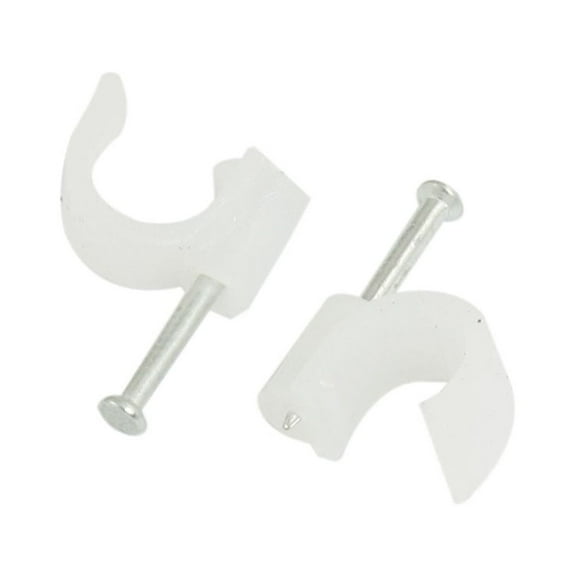Unique Bargains 100 Pcs 8mm Diameter White Plastic Circle Cable Nail Clips