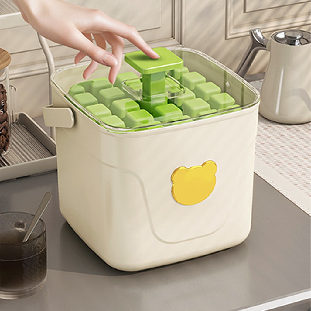 Pressing Ice Cubes Tray Mold Large Capacity Double-layer Ice Storage Container