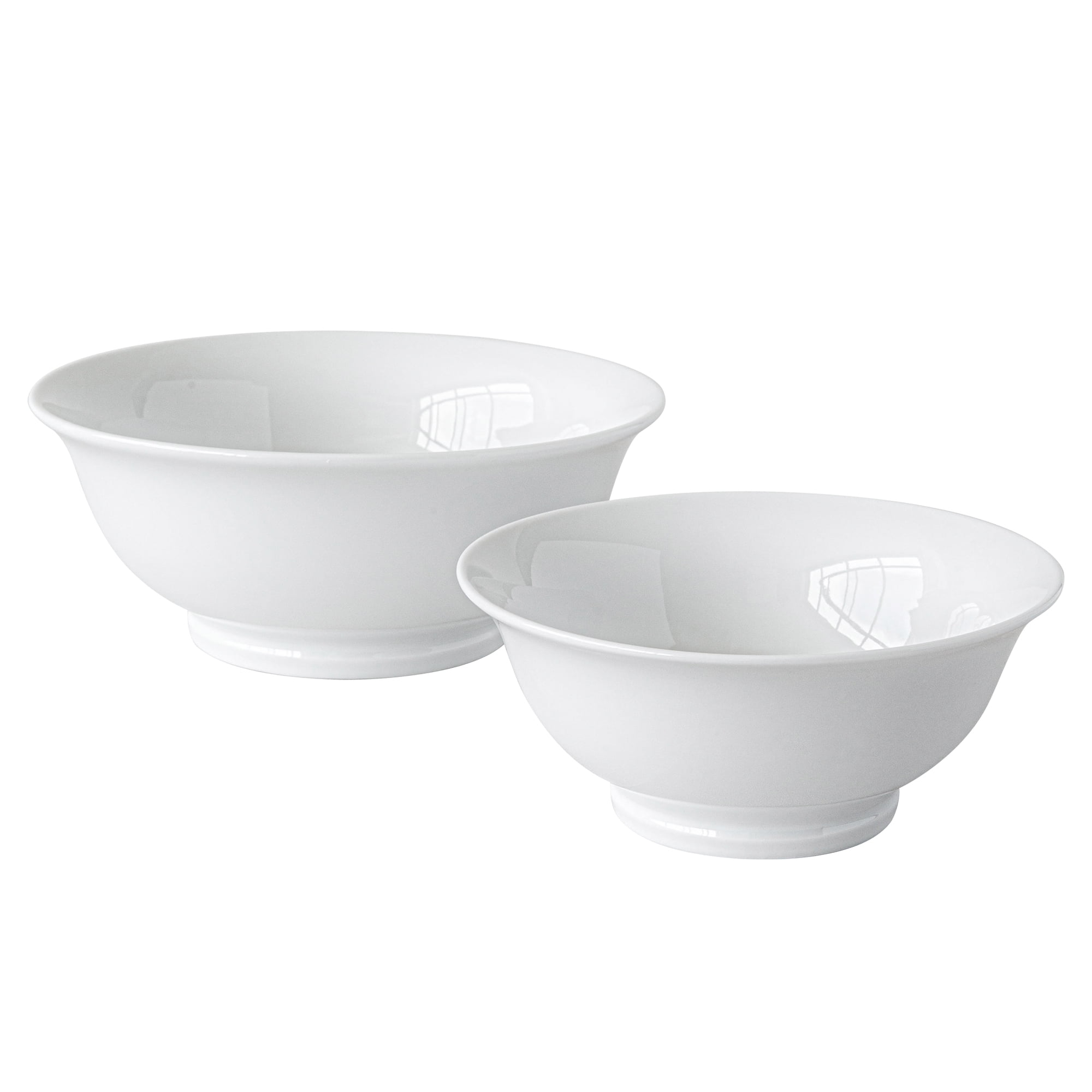 Over and Back Set of 2 White Porcelain Footed Bowls