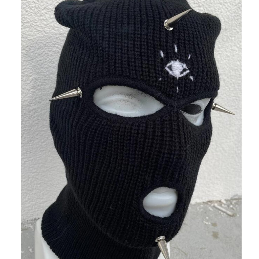 Tibvox Knitted Full Face Cover Ski Mask for Men, Halloween Thermal Winter Warm Knit Beanie Balaclava for Outdoor Sports