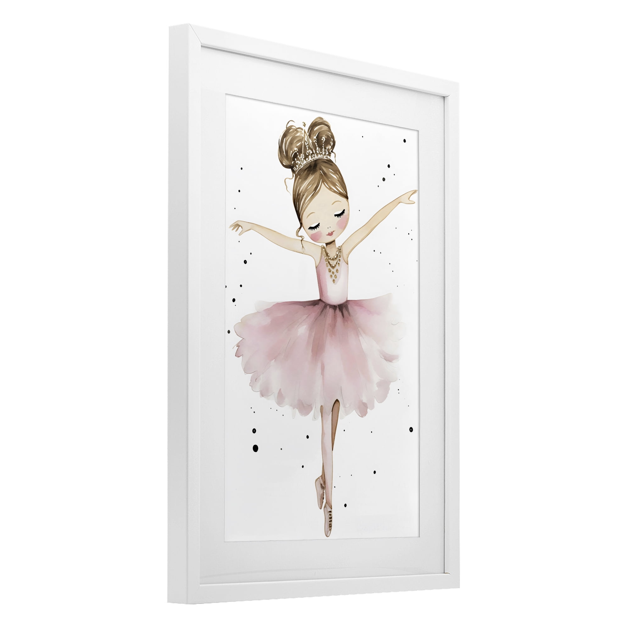 Stupell Industries Pointe Princess in Pink Tutu White Framed Print Under Glass, design by Creative Studio