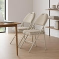thumbnail image 7 of Twister.CK Folding Chairs 2 Pack, Metal Foldable Chair with Cushion and Non-Slip Feet Pads, Linen Party Chairs, for Meeting Room, Dining Room, Beige, 7 of 7