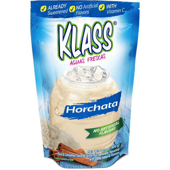Klass Aguas Frescas Horchata, with Vitamin C, Multiserve, Powdered Drink Mix, 14.1oz