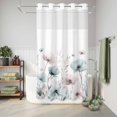 thumbnail image 6 of No Hook Shower Curtain, Teal Pink Spring Floral Shower Curtains for Bathroom with See Through Top Window, Summer Botanical Watercolor Waterproof & Washable Bath Curtain Small Stall 36"x78", 6 of 9