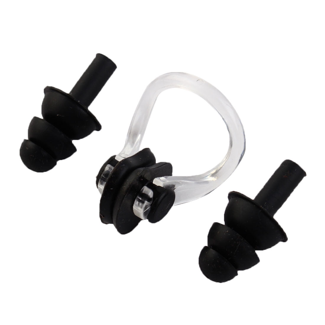 Silicone Water Resistant Swimming Earplug Underwater Bathing Nose Clip Protector Set Black