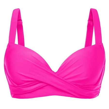 Arnsht Women Underwire Bikini Top - Push Up Swim Top Only Bra Padded Swimsuit Tops 2025 Soft Comfortable Breathable Bathing Suit Tops Hot Pink XXL