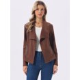 thumbnail image 3 of DARING DIVA Women's Faux Suede Long Sleeve Open Front Cropped Coat M Coffee, 3 of 7