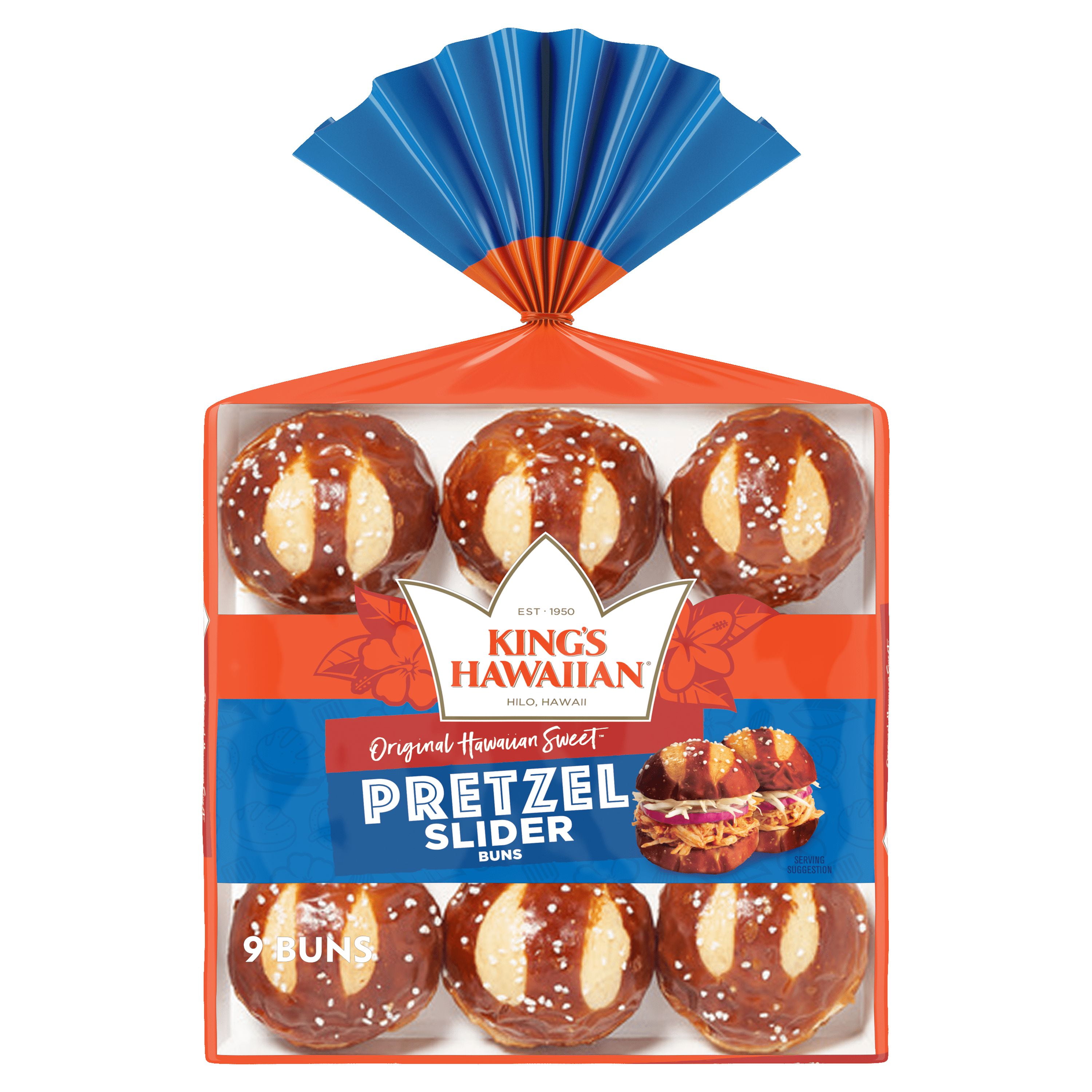 King's Hawaiian Pretzel Pre-Sliced Slider Buns, 9 Count, 11 oz, Shelf-Stable