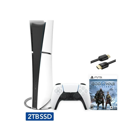 2023 New PlayStation 5 Slim Upgraded 2TB Digital Edition God of War Ragnarok Bundle and Mytrix 8K HDMI Ultra High Speed Cable - White, Slim PS5 2TB PCIe SSD Gaming Console