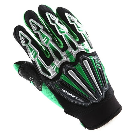 H2o Motorcycle Gloves - WOW Motocross Motorcycle BMX MX ATV Dirt Bike Bicycle Skeleton Racing Gloves Green