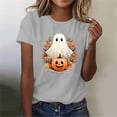 thumbnail image 5 of Wiyuqeen Women Fall Halloween Crew Neck Shirt Thanksgiving Casual Tee Funny Spooky Season Family Party Celebration Short Sleeve Pumpkin Ghosts Top Holiday, 5 of 7