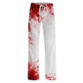 thumbnail image 4 of JULMCOMO Halloween Pajama Pants for Women Blood Eyeball Print Drawstring Elastic Waist Trendy Pajama Bottoms Fuuny Print Comfy Loose Fit Pjs Pants White S, 4 of 5