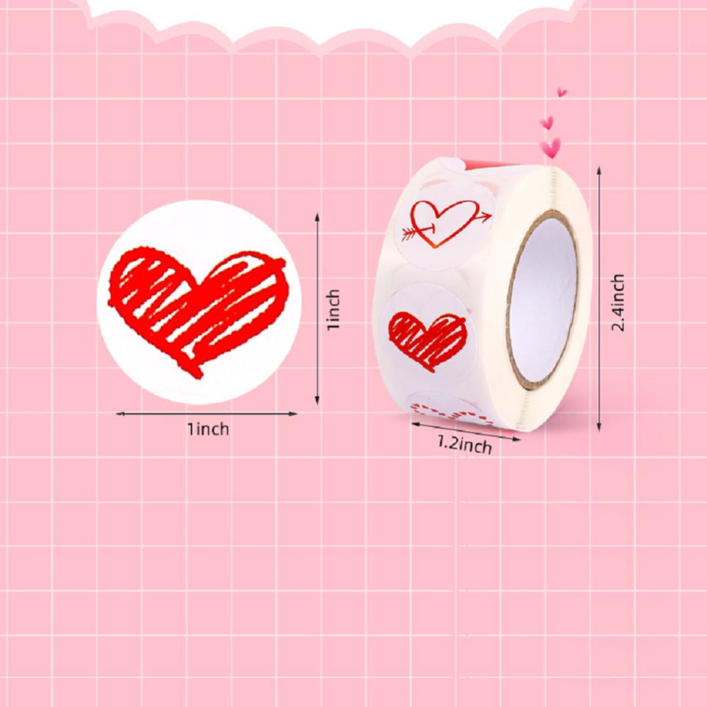Esaierr Heart Roll Stickers Colorful 2 Rolls Love Label Self-Adhesive Stickers
