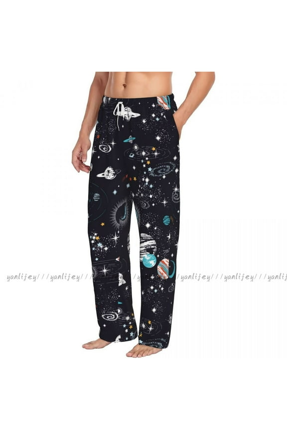 Mens Woman Casual Pajama Sleeping Pants Space Galaxy Constellation Zodiac Star Lounge Loose Trousers Comfortable Nightwear