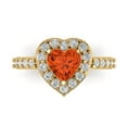 thumbnail image 2 of 2.03 ct Brilliant Heart Cut VVS1 Clear Zircon 18K Yellow Solid Gold Halo Solitaire with Accents Wedding Bridal Anniversary Engagement Ring size 11, 2 of 7