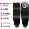 thumbnail image 2 of Peruvian Hair Bundles Peruvian Virgin Hair 100% Human Hair 4X4 Transparent Lace Closure Straight Wig Extensions Free Part Natural Black, 2 of 9