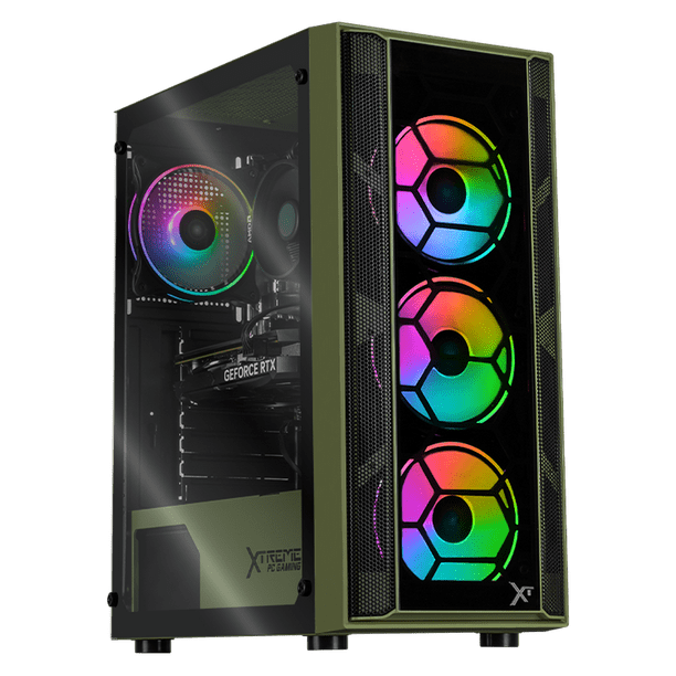 PC Gamer Xtreme PC Gaming NVIDIA GeForce RTX 5060 AMD Ryzen 7 5700 32GB SSD 1TB WIFI W10 Dark Green gaming competitivo y streaming