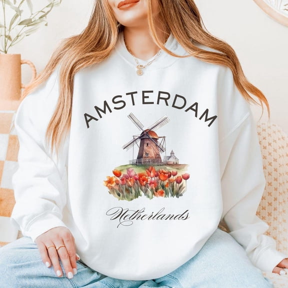 Holland Travel Sweatshirt, Amsterdam City Crewneck, European Vacation Pullover for Tourists