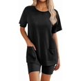 thumbnail image 4 of Cozyfort Pajama Set for Women 2 Piece Lounge Set Short Sleeve Tops and Shorts Soft Sleepwear with Pocket, 4 of 5