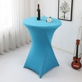 thumbnail image 2 of Pedty Table Cloth,Cocktail Tablecloth*1 Piece,Cocktail Solid Color Polyester Round Banquet Stretch Table Cover (60Ã110Cm) Lake Blue, 2 of 6