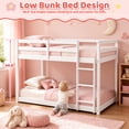 thumbnail image 4 of Solid Wood Low Bunk Bed for Kids, Sesslife Twin Over Twin Bunk Bed with Guardrails & Ladder, Non-Toxic Finish, No Box Spring Needed, Easy Assembly, White, 4 of 8