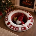 thumbnail image 2 of Round Christmas Optical Illusion Doormat, Non Slip Winter Floor Rug with Faceless Santa Figure Snowflakes Stocking Print, Holiday Entryway Carpet, 23.62x23.62 inch, 2 of 6