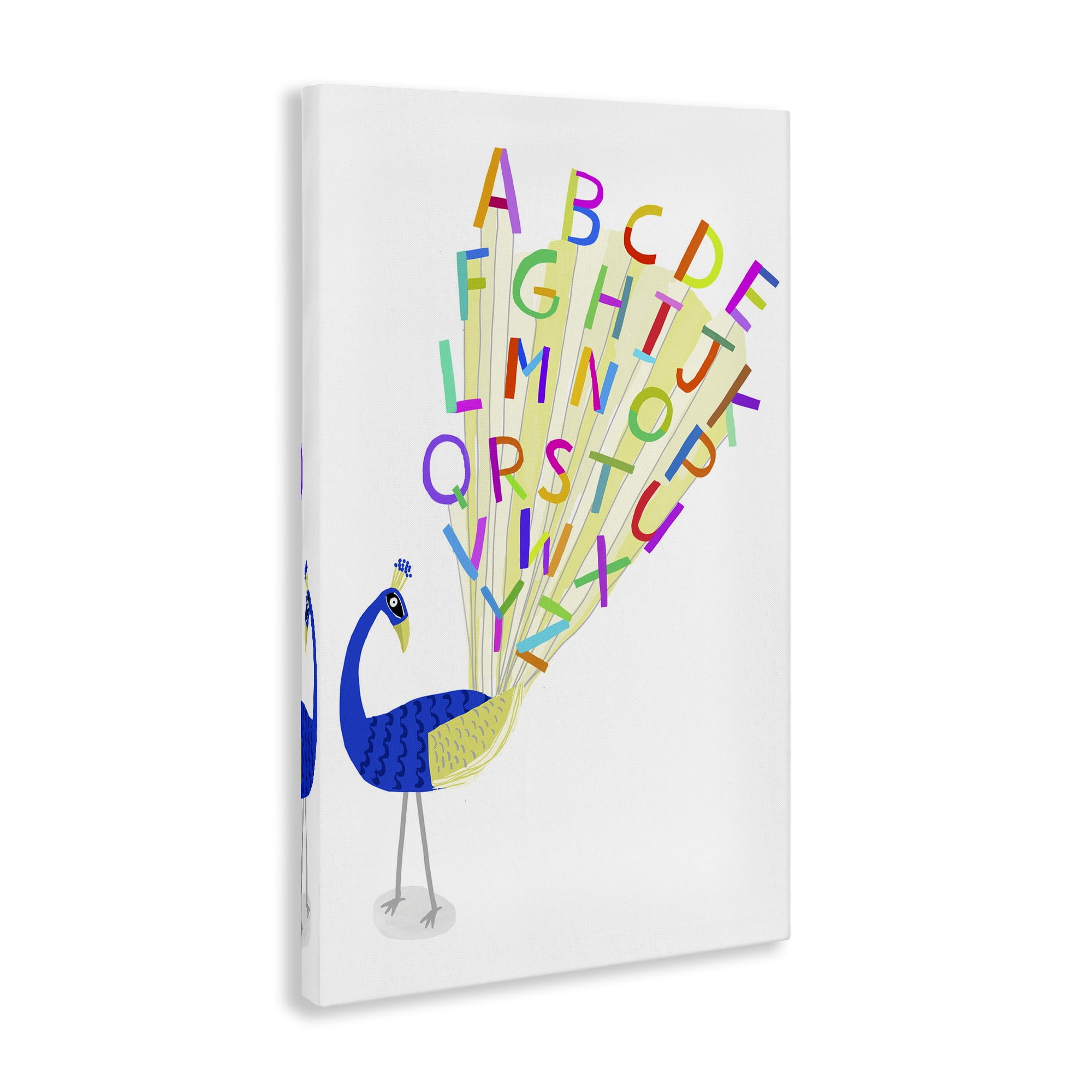 Stupell Industries Peacock Alphabet Feathers Animals & Insects Painting Gallery Wrapped Canvas Art Print Wall Art, 30 x 45