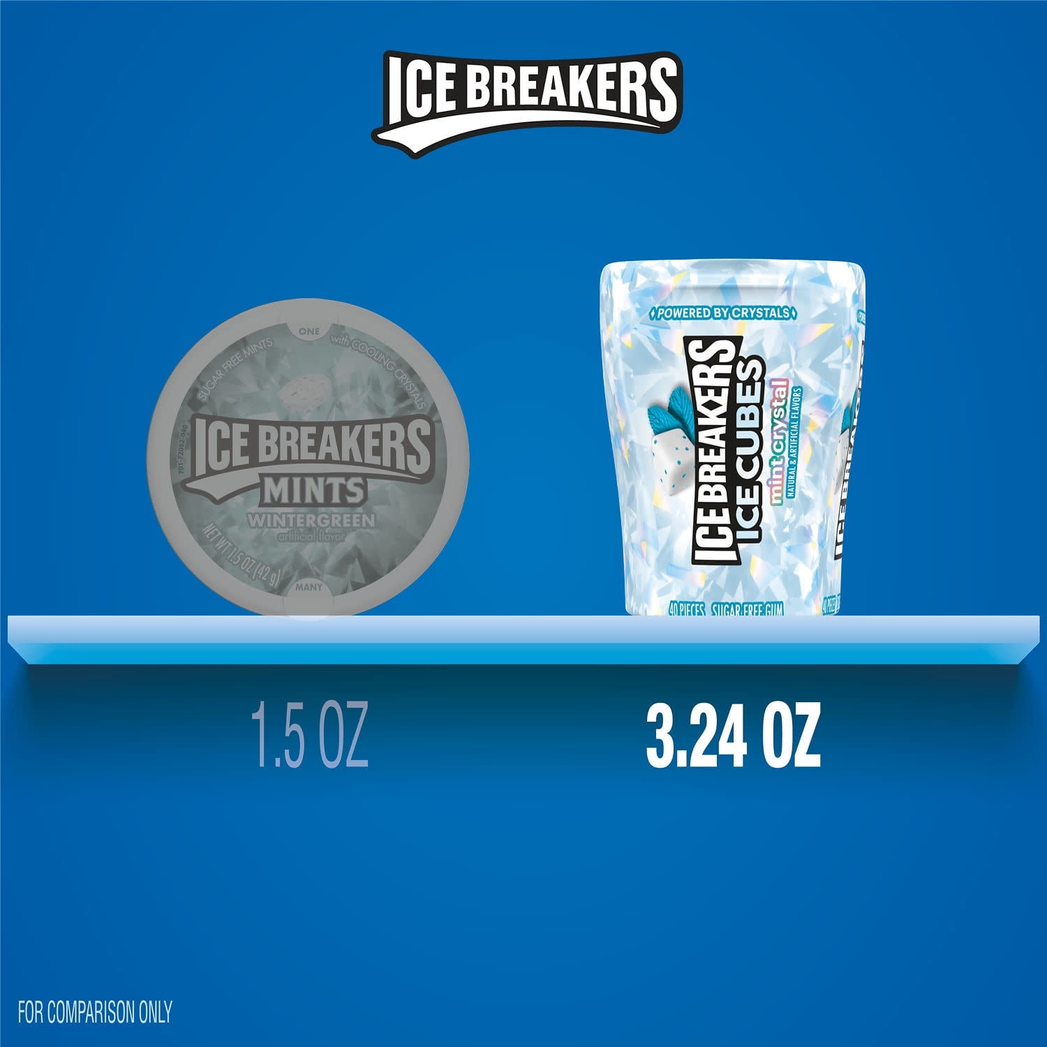 Ice Breakers Ice Cubes Mint Crystal Flavored Sugar Free Chewing Gum, Bottle 3.24 oz, 40 Pieces ( 4 Pack )