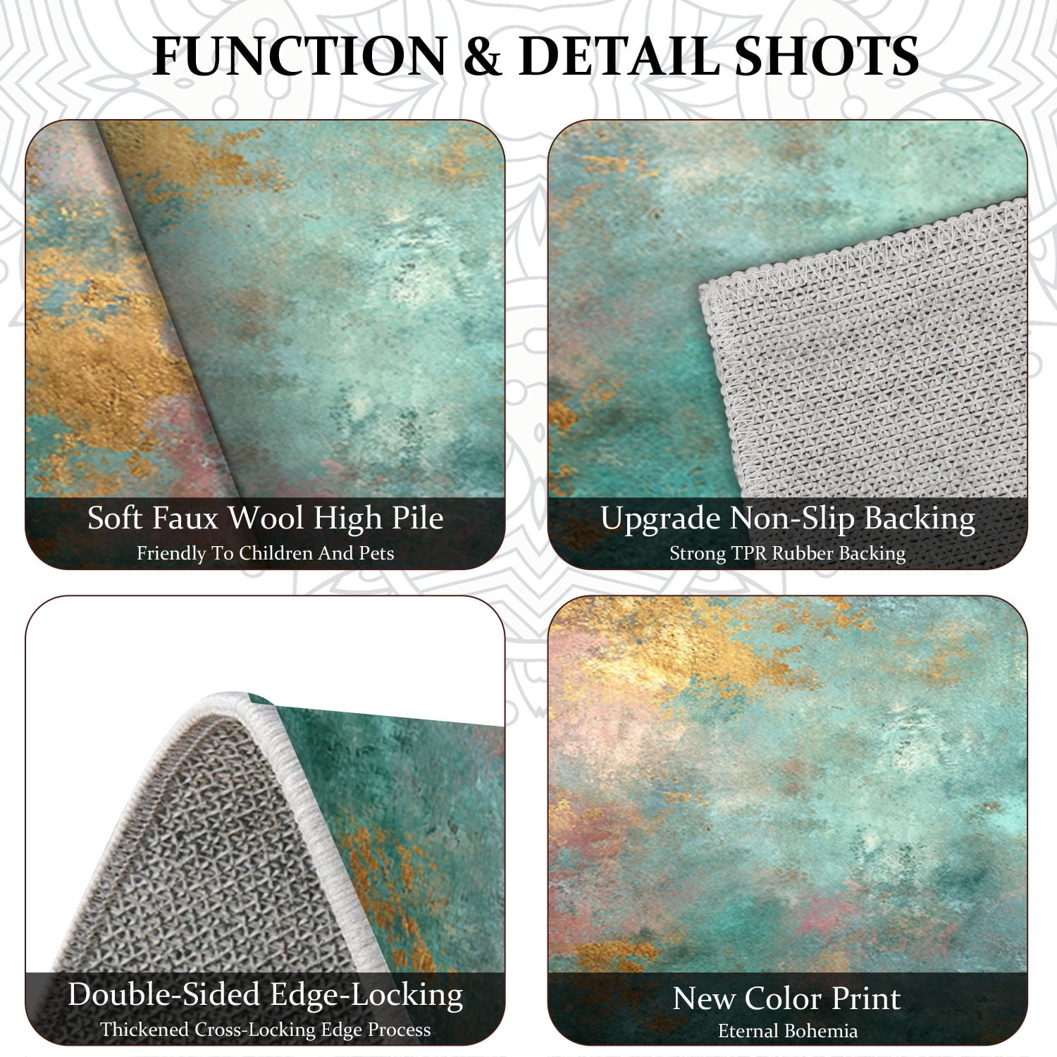 3 Piece Kitchen Rug Set, Non-Slip And Washable, Abstract Pattern Kitchen Hallway Rug, Soft And Comfortable, Suitable For Sinks, Floors, Entrances, Hallways and Bathrooms
