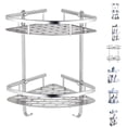 thumbnail image 4 of Estante de esquina de baño de aluminio sin perforaciones Gel de ducha Organizador de champú Soporte Estantes de almacenamiento de cosméticos Yuarrent JJ25187-02B, 4 of 6