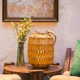 thumbnail image 2 of Natural Rattan Outdoor Lantern with Removable LED Candle and Burlap Jute Rope Handle Candle Hurricane Lantern - 22.4in Decorative Candle Lanterns, 2 of 8
