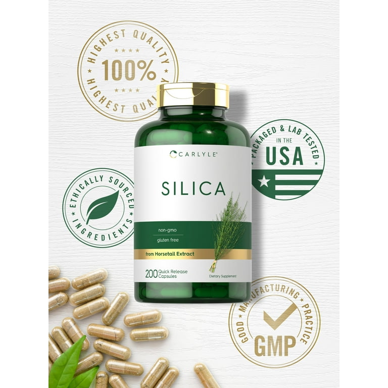 Silica Supplement 500mg, 200 Capsules, from Horsetail Extract