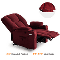 thumbnail image 6 of MCombo Electric Power Recliner Chair with Massage & Heat, Extended Footrest, USB Ports, 2 Side & Front Pockets, Cup Holders, Burgundy Red Plush Fabric 8015, 6 of 7