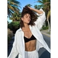 thumbnail image 6 of Women'S 2 Piece Sets-Linen Long Sleeve Shirts + Wide Leg Pants Vacation Outfits Matching Sets White S, 6 of 10