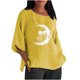 thumbnail image 1 of Nueva camisa de lino con cuello redondo informal de manga tres cuartos con estampado de Halloween Camiseta/camisa de manga corta con cuello redondo Pompotops hfajkhk141264, 1 of 5