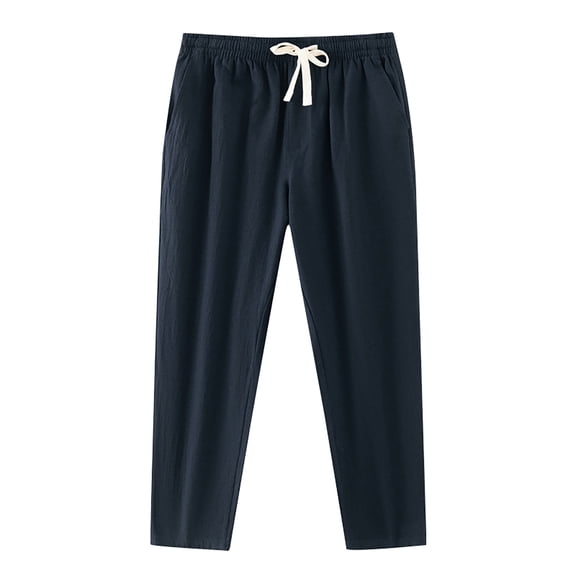 Pants for Men Thin Breathable Straight Leg Drawstring Pants with Pockets Loose Fit Trousers Solid Color Men's Casual Pants