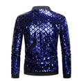 thumbnail image 3 of Hinvhai Men's Shiny Kacket foreign TradeStand Collar PearlJacket Blue 12(XL), 3 of 3