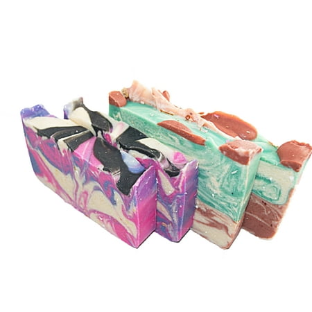 Milk Soap Bar Set (4 Guest Bars)- 2 Lemongrass & Sage and 2 Rose Soap Bars - Handmade Organic All-Natural – by Falls River Soap