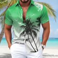 thumbnail image 2 of Mens Hawaiian Shirt Tropical Short Sleeve Button Down Shirts Summer Beach Lightweight Top Green XXXL, 2 of 5