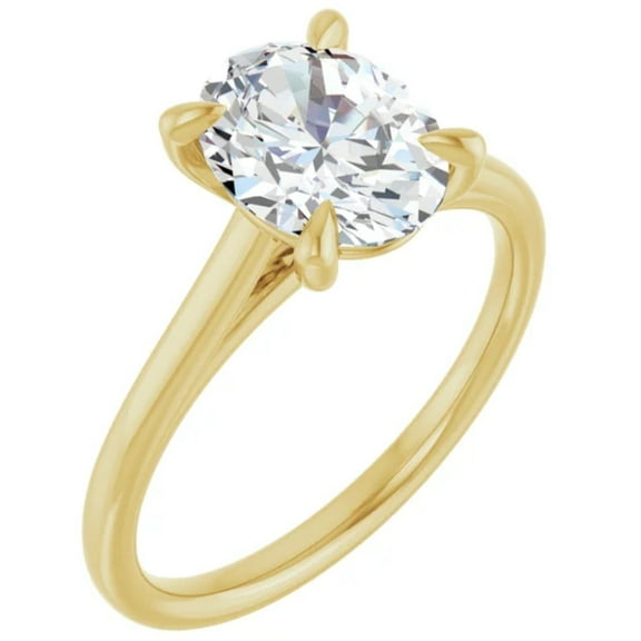 2 Carat Oval Cut Lab Grown Diamond Engagement Ring 14k Yellow Gold