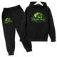 thumbnail image 3 of Ropa para niños de 3 a 12 años, estampado de dinosaurios de película, sudadera con capucha y pantalones de moda para niños y niñas, conjunto deportivo informal encantador de 2 piezas para correr, 3 of 5