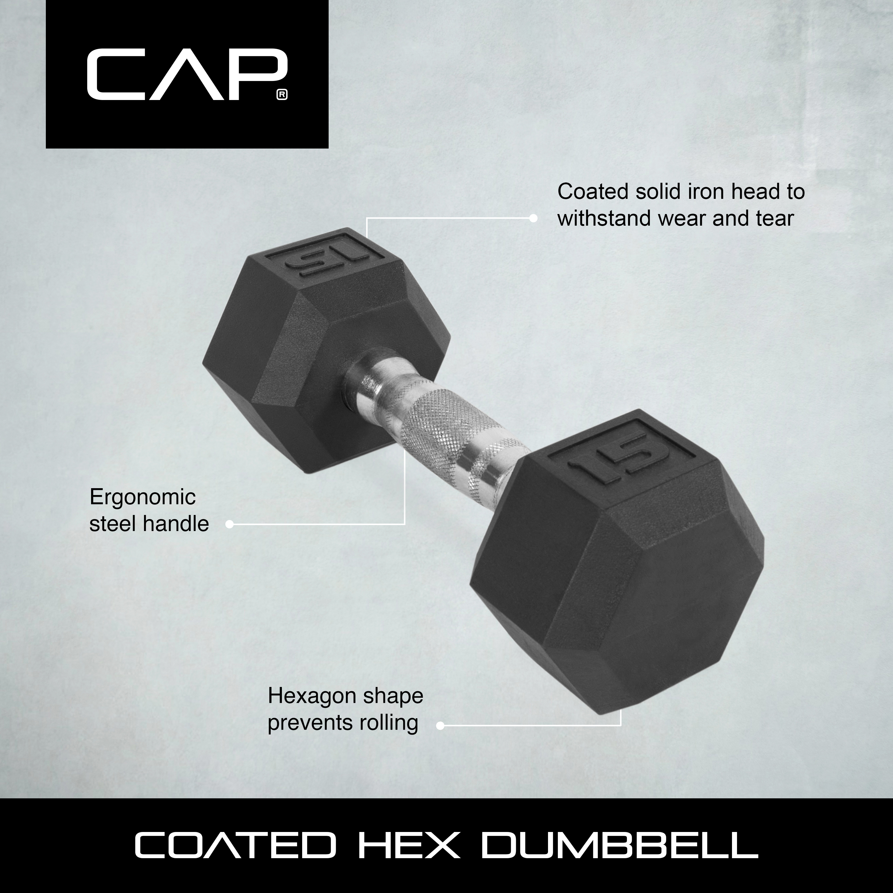(2 pack) CAP Barbell, 60lb Coated Hex Dumbbell, Single - image 5 of 10