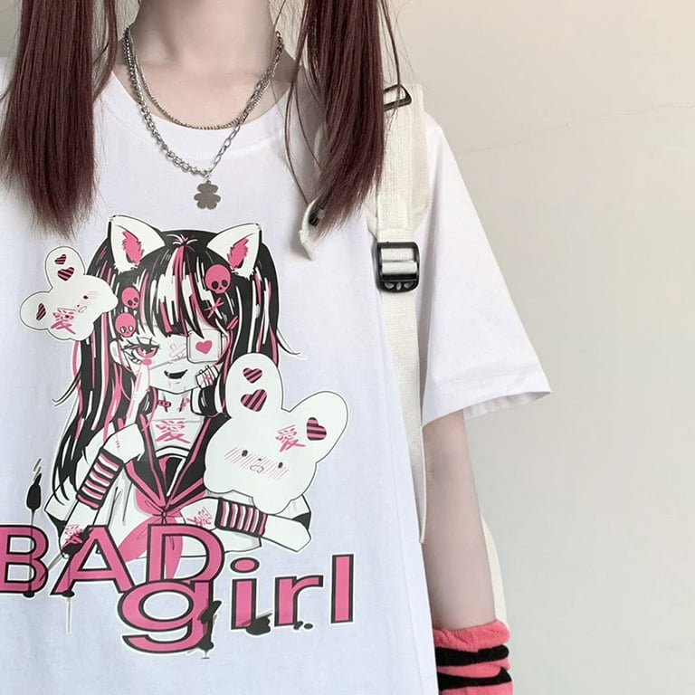 Kawaii Soft Girl Style Japanese Cartoon Print T-shirt - Kawaii